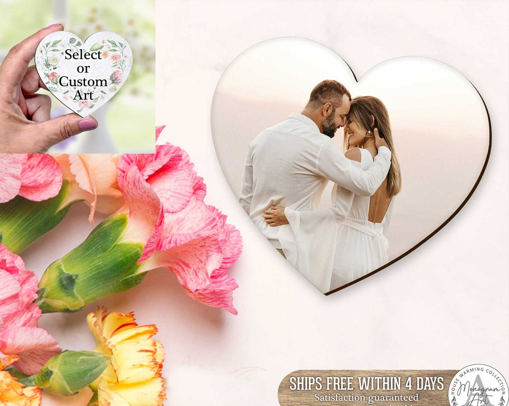 Wedding Favors Custom Heart photo magnets Wedding Guest gifts Engagement Save the date Bridal Shower Gift