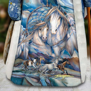 Mustangs Dream Catcher Journey Hand-Painted WOODCARVED Figurine by J. Bergsma - Wildlife Holiday Decor - 2422637-JB