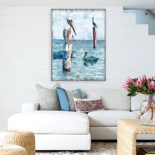 Peaceful Birds Pelicans and Seagulls Wooden Coastal Wall Art by Nature Wonders - Coastal Sea-Life Decor - 95252-4B