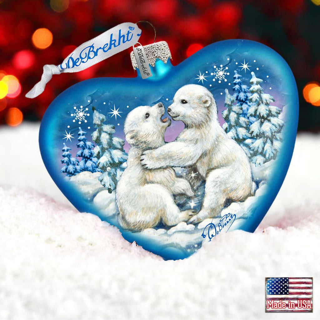 Polar Cubs Glass Ornament by G. DeBrekht - Wildlife Holiday Decor - 753-010