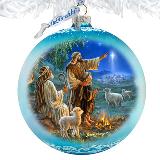 Shepherds Keeping Watch Lg Glass Ornament by D. Gelsinger - Nativity Holiday Decor - 73954