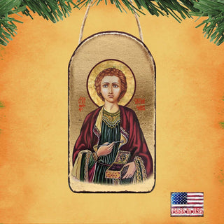 Saint Panteleimon Religious Orthodox Sacred Icon Ornament - Inspirational Icon Decor - 87023