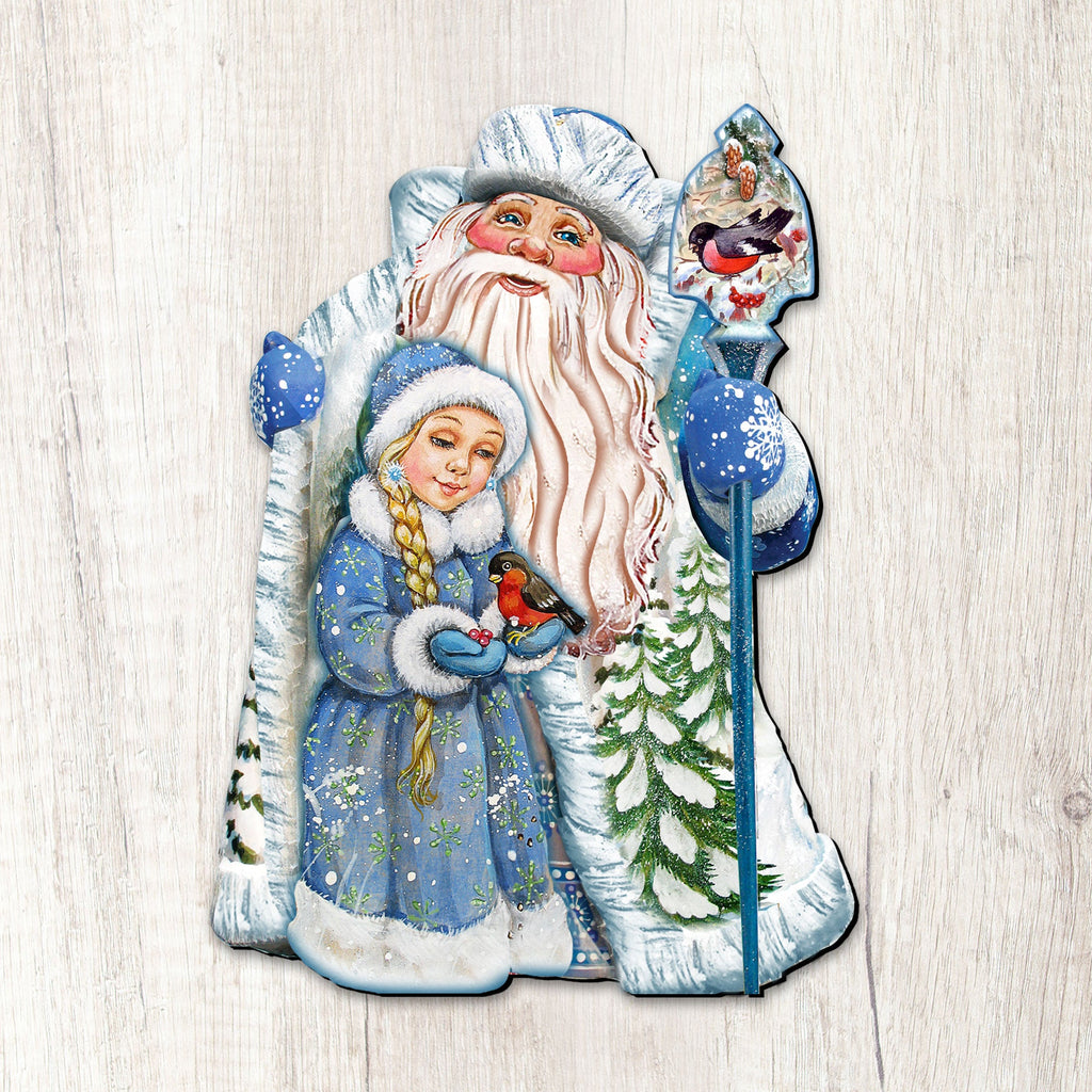 Santa With the Girl Christmas Door Decor by G. DeBrekht - Christmas Santa Snowman Decor - 8111410H