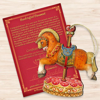 Carousel Horses Wooden Ornaments by G. DeBrekht - Carousel Holiday Decor - 8114041-1