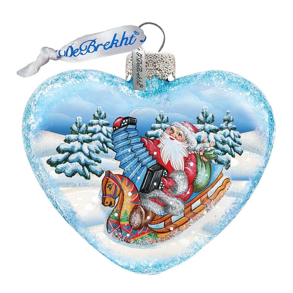 Accordion Santa Glass Ornament by G. Debrekht - Christmas Santa and Snowman Decor - 753-007
