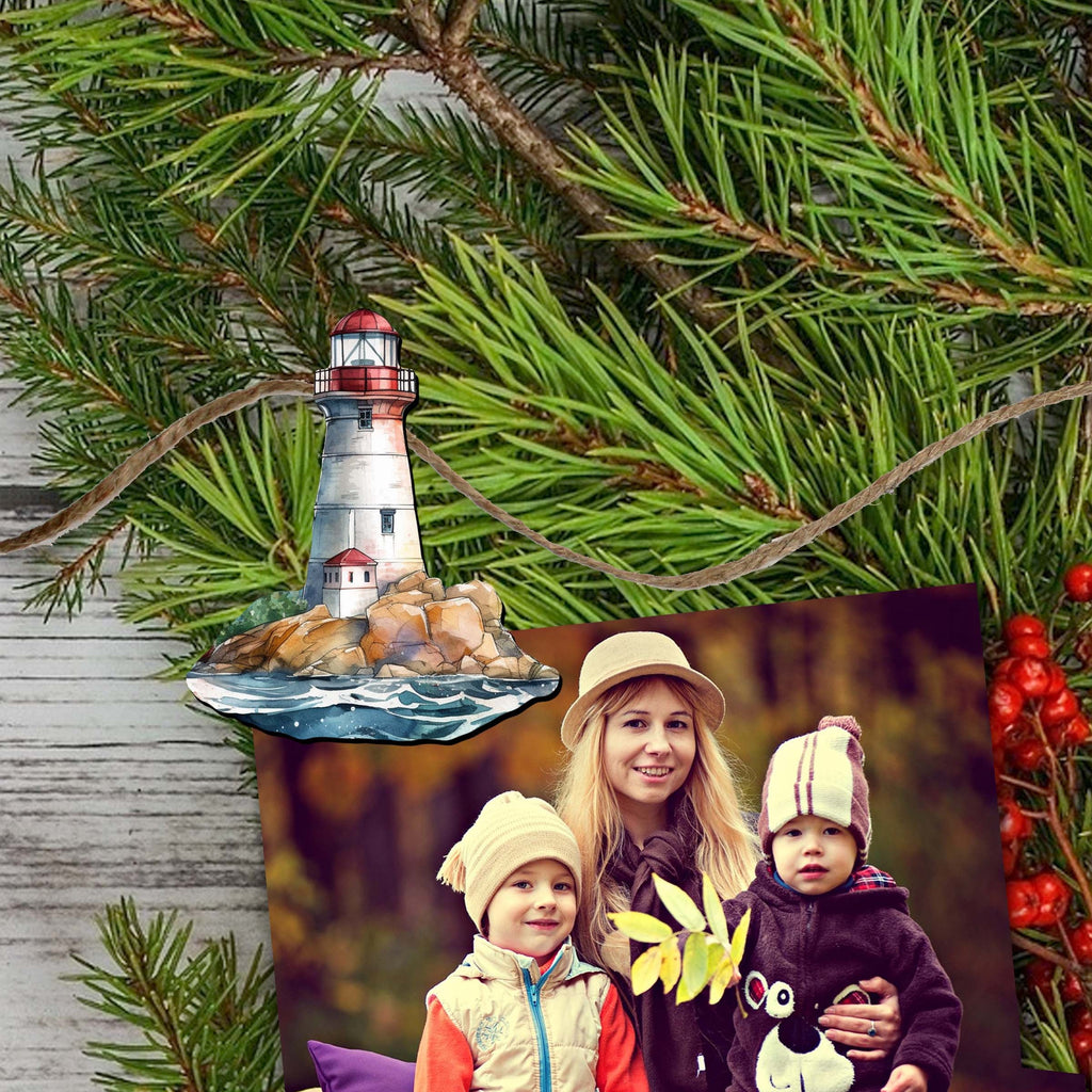 Lighthouse Clip-On Eco Wood Decorative Ornaments Set of 6 by G. Debrekht - Coastal Decor - 8090022C-S6