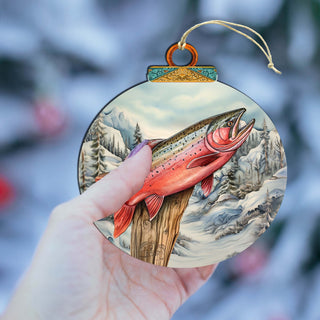 Alaskan Red Sockeye Wooden Ornaments by G.Debrekht - Wildlife Holiday Decor - 870047
