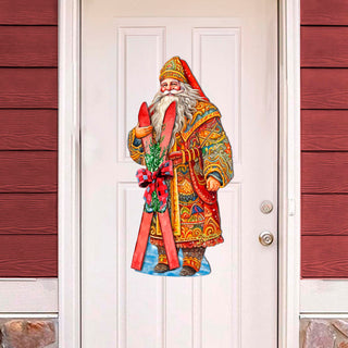 Santa's Skiing Adventure Holiday Door Decor by G. Debrekht - Christmas Santa Snowman Decor - 8691403H