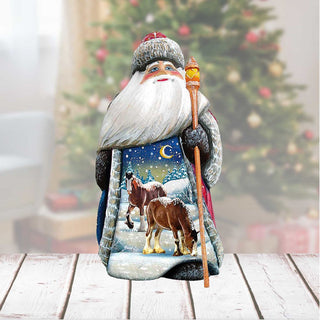 Santa Winter Horsey Santa Hand-Painted WOODCARVED Masterpiece by G. DeBrekht - Wildlife Holiday Decor - 8215943