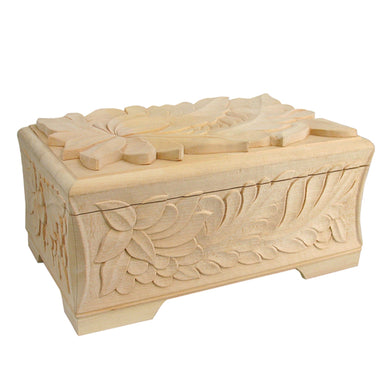 Handcarved Floral WOODCARVED Jewelry CHEST-BOX 14x9x7 Inches Handcarved Unique Home Decoration Beautiful Gift Rare and Collectible Find, Unique Hand Carved Gift
