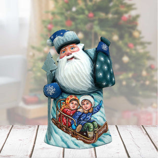 Ski Ride Santa Hand-Painted WOODCARVED Masterpiece by G. DeBrekht - Christmas Decor - 821473 *** PRE-ORDER - Handmade Just for You! ***