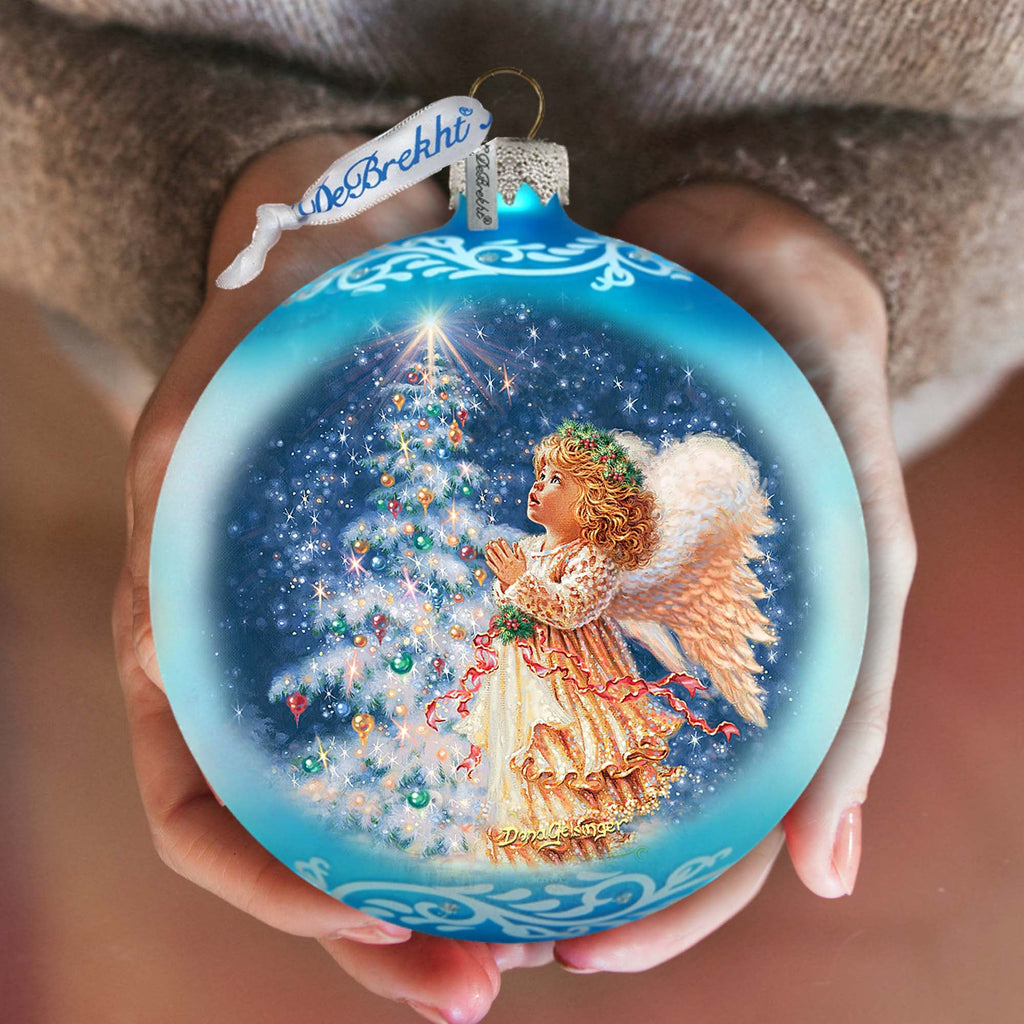 Angels Christmas Wish Lg Glass Ornament by D.Gelsinger - Christmas Holiday Decor - 73961