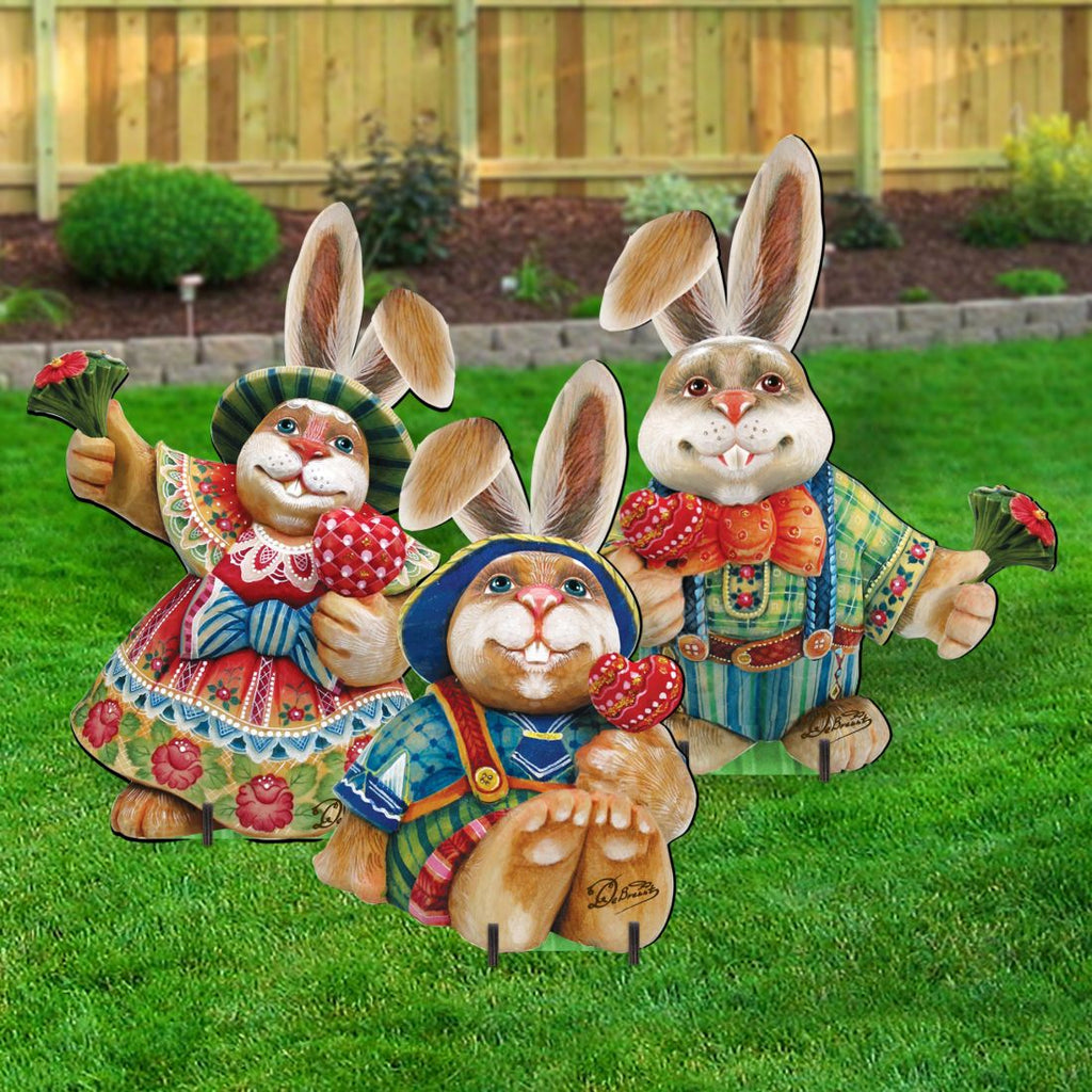 Easter Bunny Family Outdoor Decor by G. DeBrekht - Easter Spring Decor - 8154420F-S3