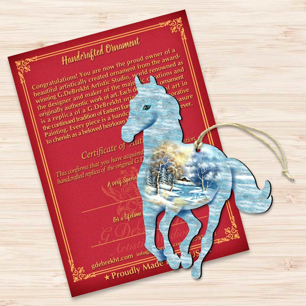 Horse Wooden Ornaments by Nature Wonders - Wildlife Holiday Decor - 8198155-2