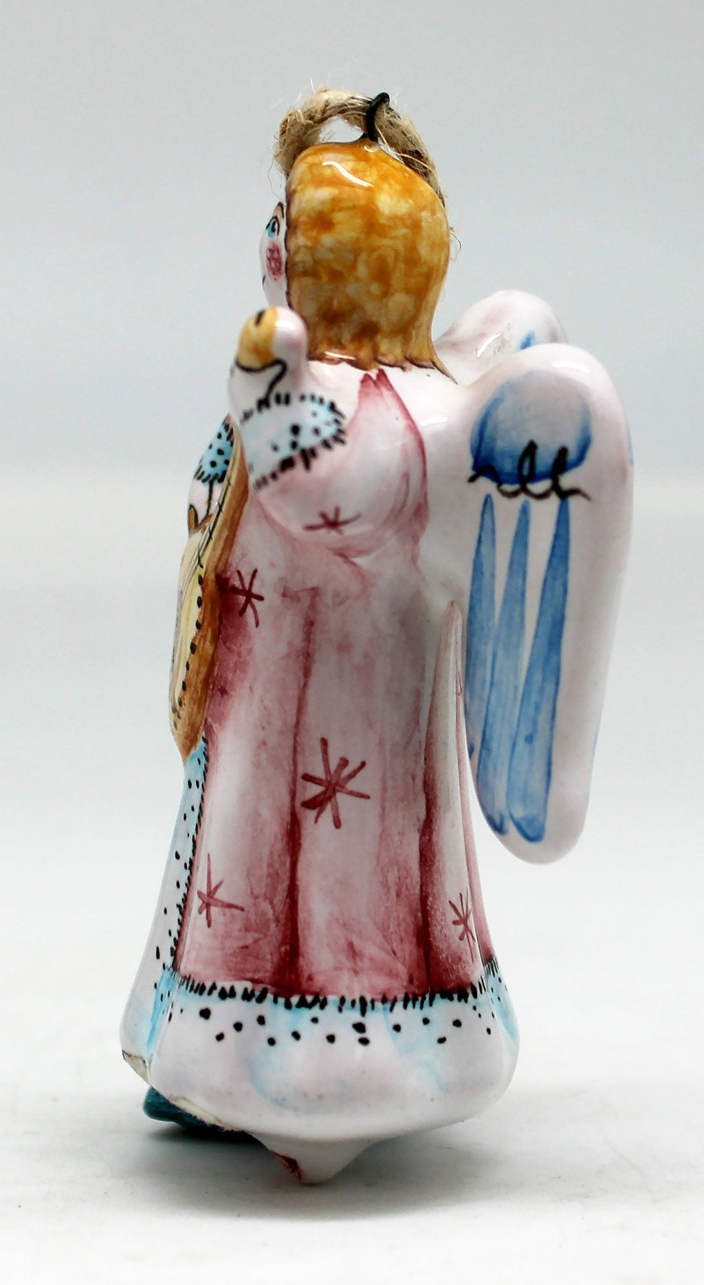 Music Angel Unique Hand Painted Porcelain Holiday Ornament 3