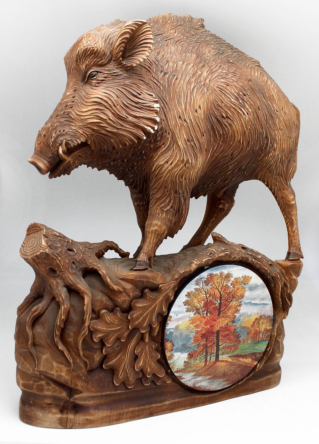 One-of-a-Kind Boar WOODCARVED Handpainted Figurine 15