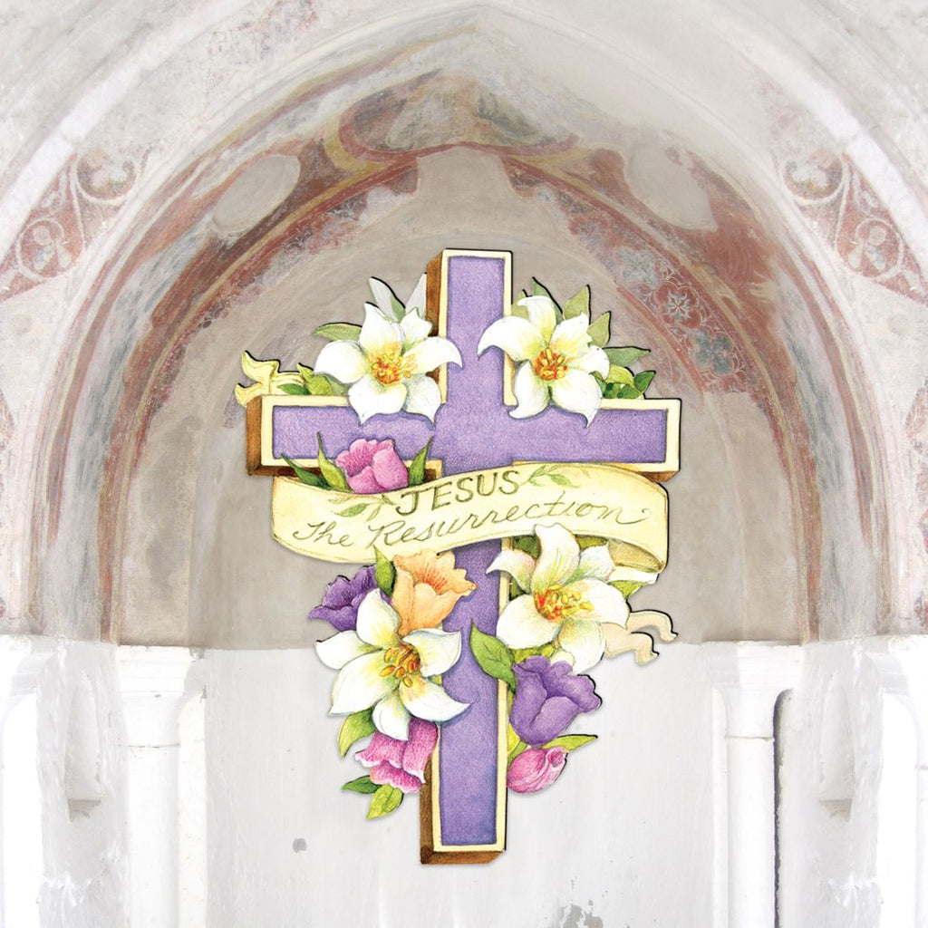 Easter Cross- He is Risen Outdoor Scene by Susan Winget - Easter Spring Decor - 8471303F-SW