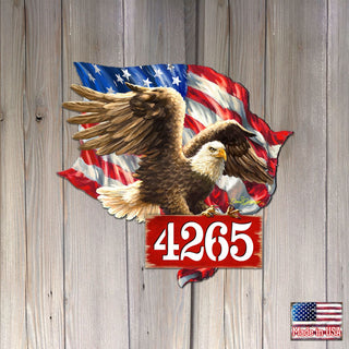 American Flag Eagle Patriotic Personalized House Number by Gelsinger - American Patriotic Decor - Address Sign - MA8461052-1432