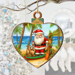 Beach House Decor - Santa on the Beach Wooden Ornaments by G. Debrekht Coastal Holiday Decor - 8688186
