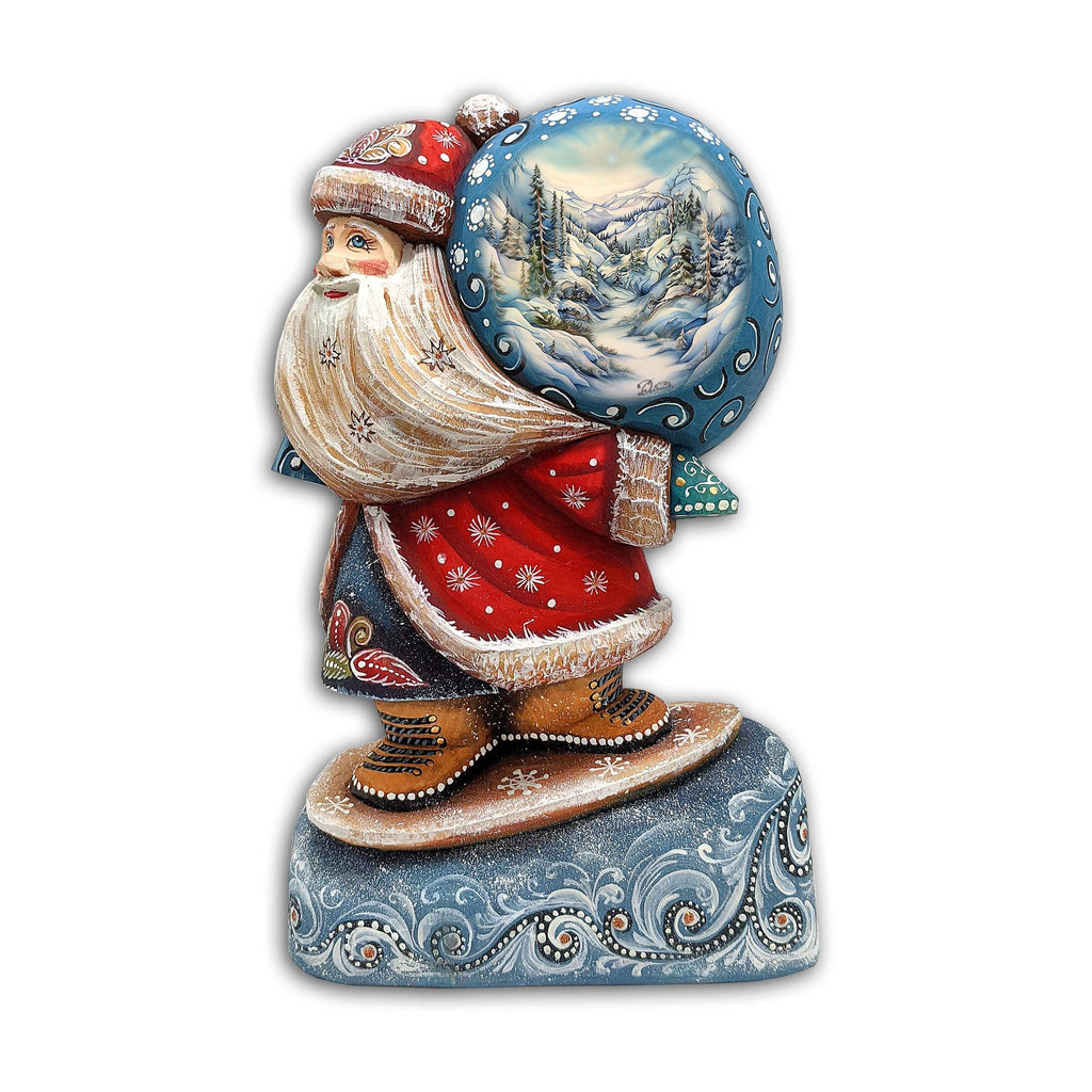 Winter Landscape Sack Santa Hand-Painted WOODCARVED Masterpiece by G. DeBrekht - Christmas Decor - 8204016 *** PRE-ORDER - Handmade Just for You! ***