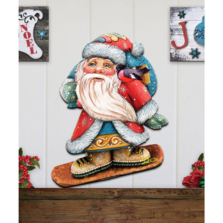 Snowboarding Santa Christmas Door Decor by G. DeBrekht - Christmas Santa Snowman Decor - 8119171H