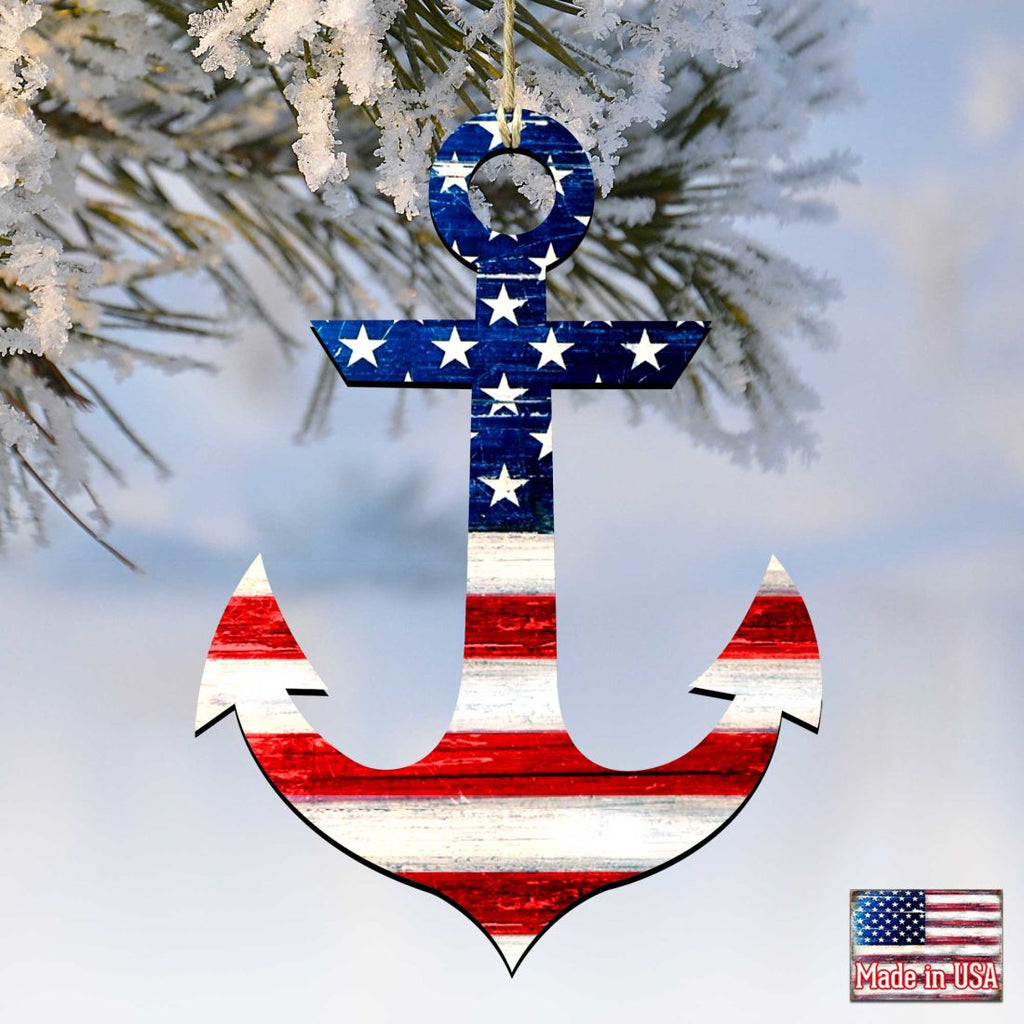 American Flag Anchor Wooden Ornaments - American Patriotic Decor - 8198913