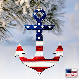 American Flag Anchor Wooden Ornaments - American Patriotic Decor - 8198913