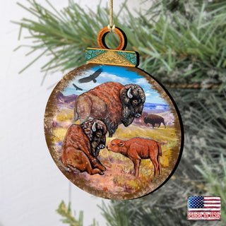 Buffalos Ball Wooden Ornaments by G. DeBrekht - Wildlife Holiday Decor - 8025218