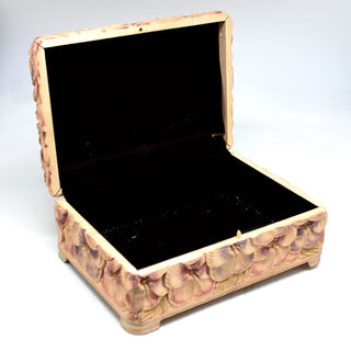 One-of-a-Kind Pansies WOODCARVED Jewelry BOX 8x5.5x3.5