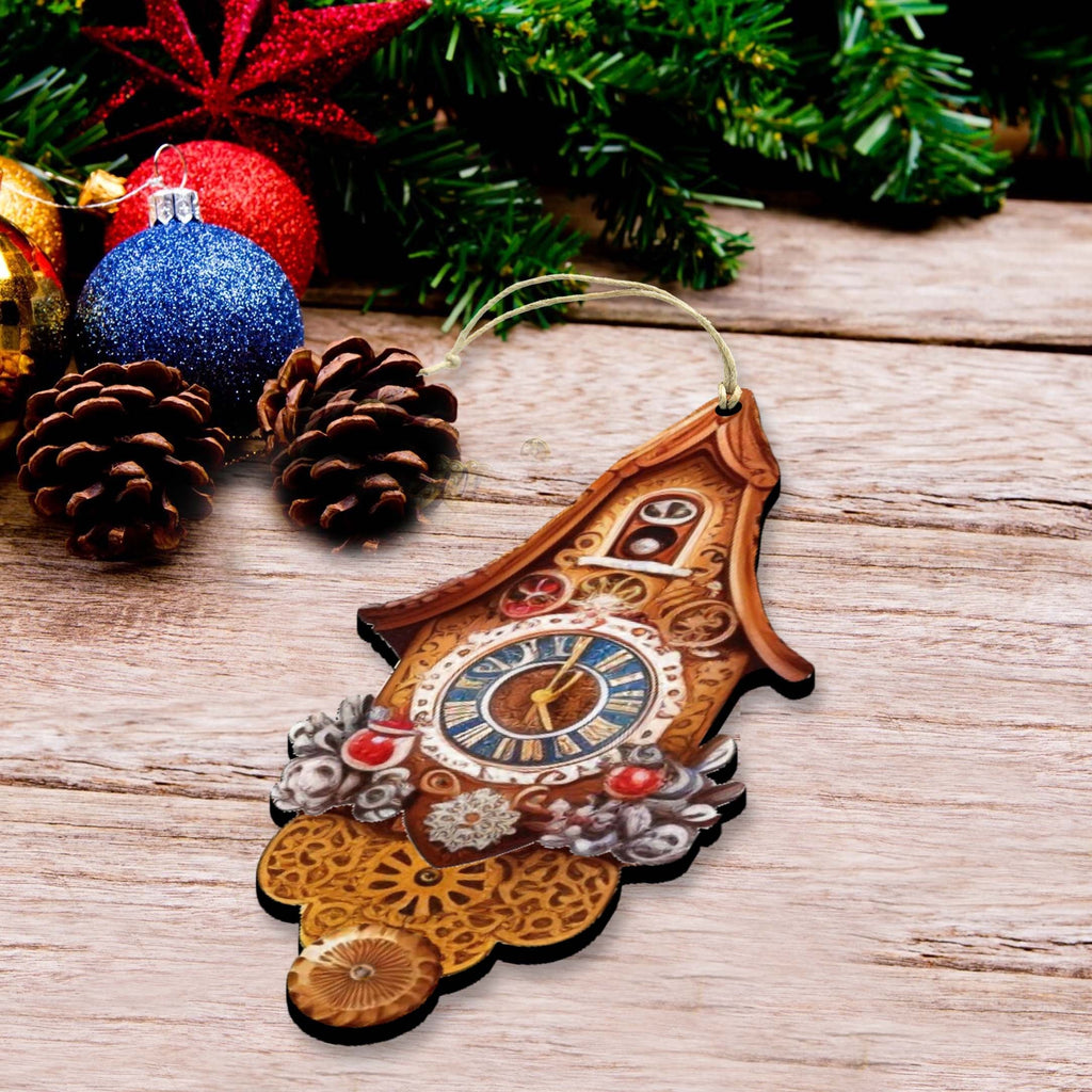 Miniature Clock Decorative Eco Wood Ornaments Set of 3 by G. Debrekht - Christmas Decor - 8091020-S3