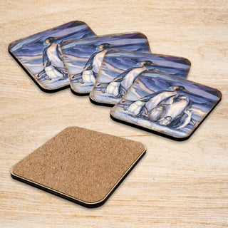 Penguin Family Wooden Cork Coasters Gift Set of 4 by J. Bergsma - Coastal Wildlife Decor - 8199472C-S4-S4 (Copy)