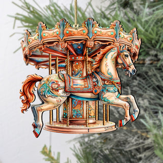 Carousel Horse Wooden Ornaments by G. Debrekht Christmas Decor - 8611027