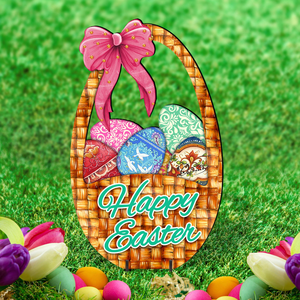 Easter Basket Outdoor Scene by G. DeBrekht - Easter Spring Decor - 8185309F