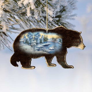 Winter Black Bear Wooden Ornaments by G. DeBrekht - Wildlife Holiday Decor - 8198215