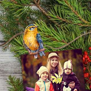 Winter Birds Clip-On Eco Wood Decorative Ornaments Set of 6 by G. Debrekht - Christmas Decor - 8090005C-S6