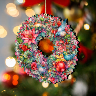 Summer Blooms Wreath Wooden Ornaments by G. Debrekht Christmas Decor - 8611072