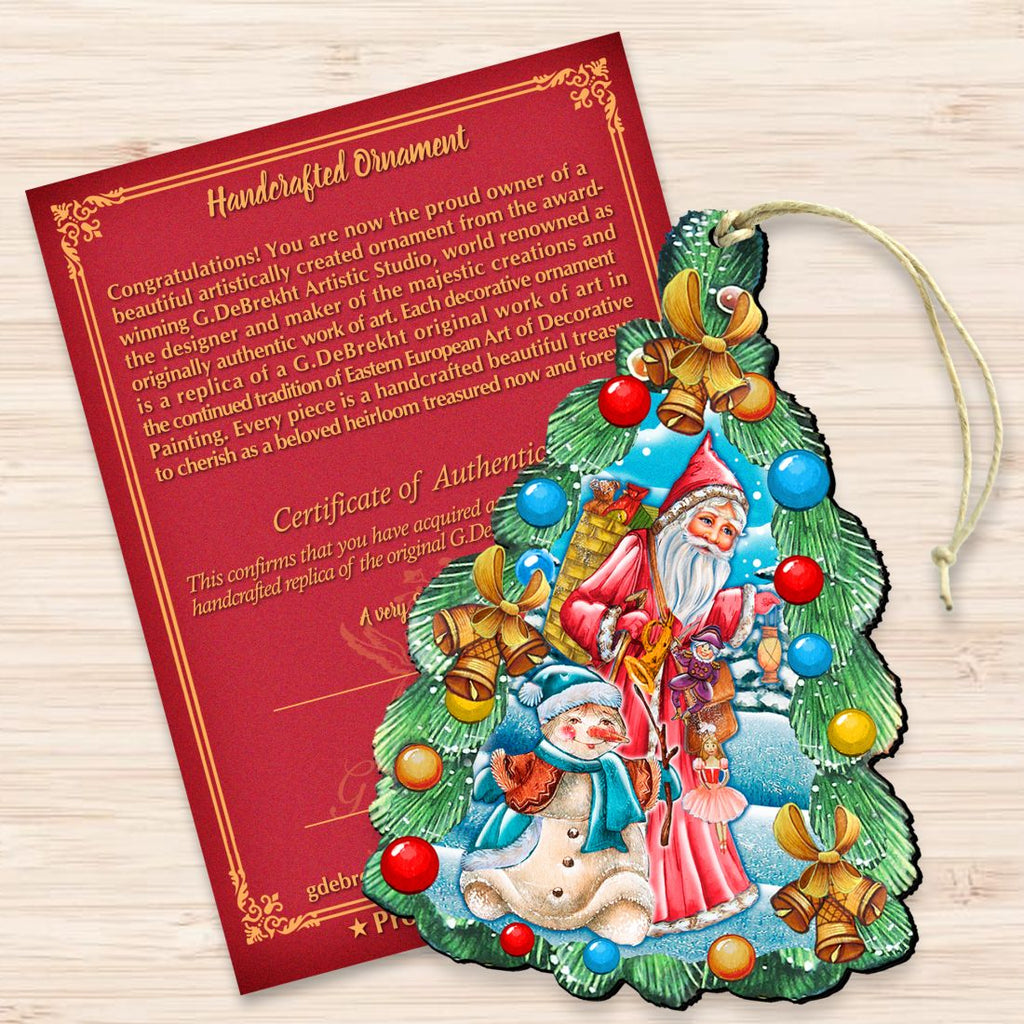 Christmas Arrival Wooden Ornaments by G. DeBrekht - Christmas Santa Snowman Decor - 8114020