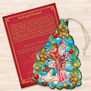Christmas Arrival Wooden Ornaments by G. DeBrekht - Christmas Santa Snowman Decor - 8114020