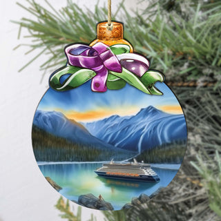 Cruising Alaska's Mountains Wooden Ornaments by G.Debrekht - Wildlife Holiday Decor - 870031