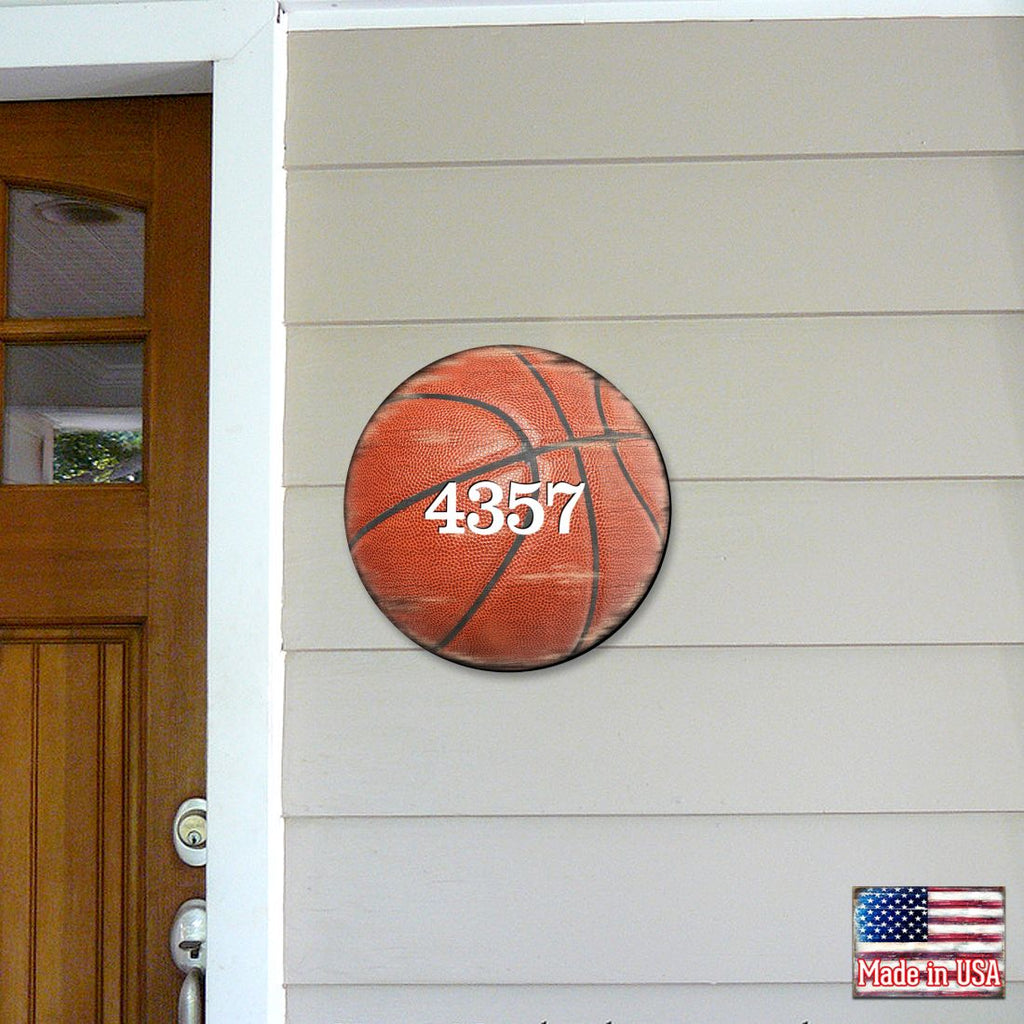 Basketball Wooden Custom House Number Sign - Love Family Kids Decor - Address Sign - MA989801