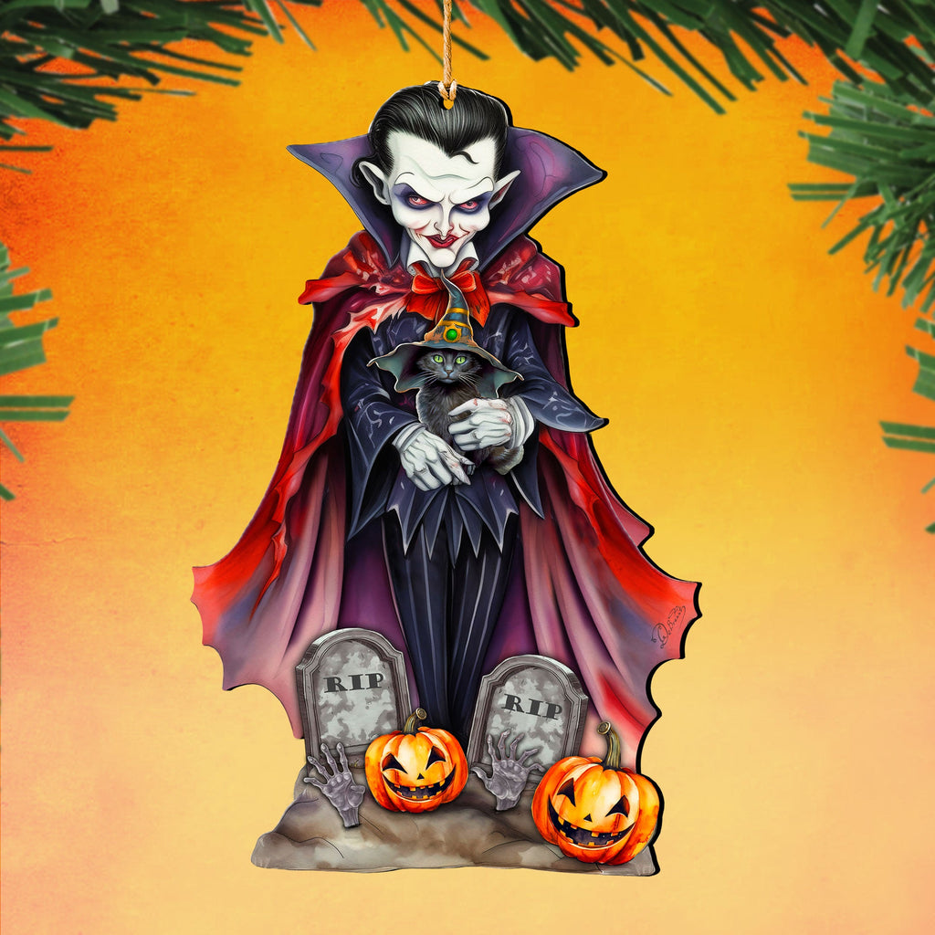 Dracula Wooden Ornaments by G. Debrekht - Halloween Decor - 8652822