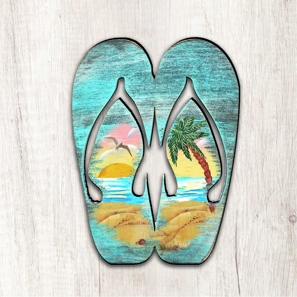 Rustic Flip Flops Coastal Outdoor Decor Large Ornament by G. DeBrekht - Coastal Holiday Decor - 8198523M