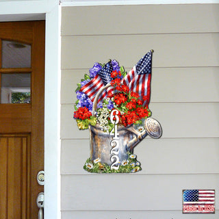 American Flag Summer Bouquet Personalized House Number by Gelsinger - American Patriotic Decor - Address Sign - MA8461040-1711