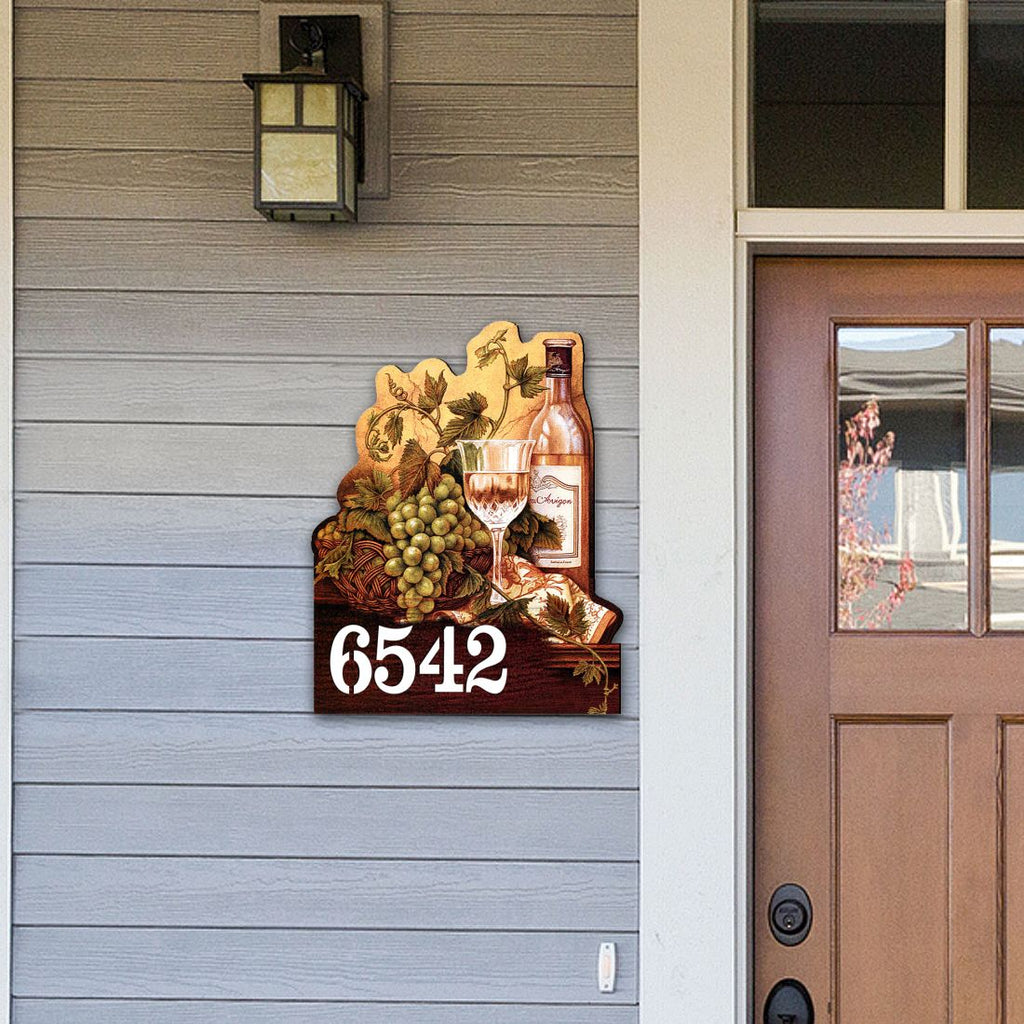 Vine Lovers Wooden Custom House Number Sign by G. DeBrekht - Love Family Kids Decor - Handcrafted Wooden Handcrafted Wooden Handcrafted Wooden Handcrafted Wooden Address Sign - MA95349