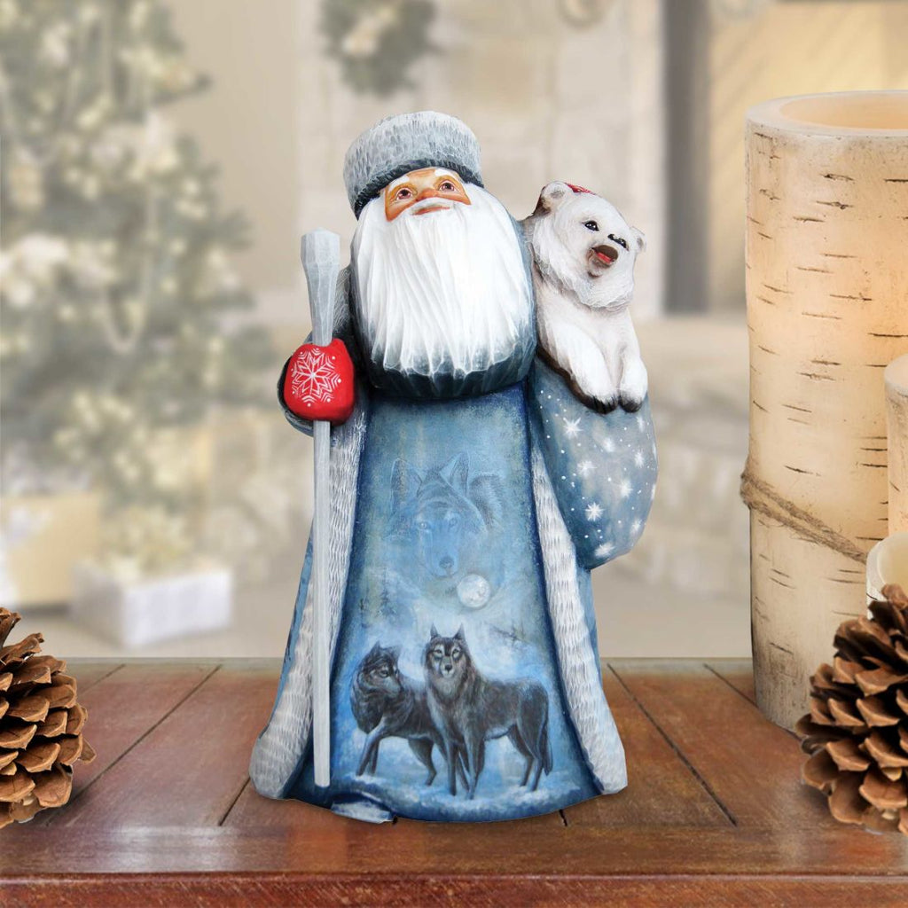 Wolf Santa Hand-Painted WOODCARVED Masterpiece by G. DeBrekht - Wildlife Holiday Decor - 2821701 *** PRE-ORDER - Handmade Just for You! ***