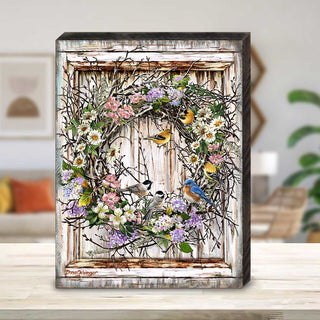 Spring Wreath Wooden Wall Art by D. Gelsinger - Easter Spring Decor - 95608B-1712