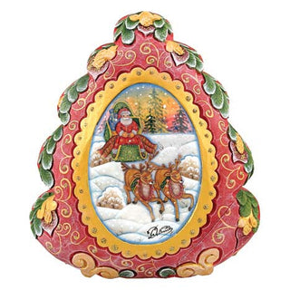 Wrapped Wishes Surprise Box - Sleigh Ride Santa Christmas Box by G. Debrekht Reserved - Hand-painted and Handmade in the USA