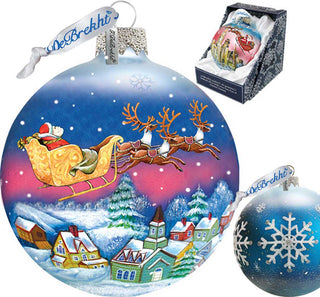 a christmas ornament with a santa sleigh on it