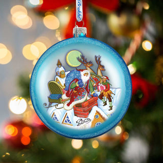 Night Before Christmas Glass Ornament Set of 3 by G. DeBrekht - Christmas Santa Snowman Decor - 75010-B3