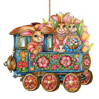 Easter Bunny Train Wooden Ornaments by G. DeBrekht Easter Spring Decor - 8652781